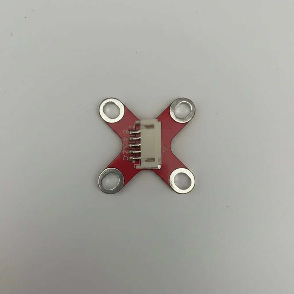 Magnova Hall Effect Sensor, a small red X-shaped circuit board with a connector and four mounting holes